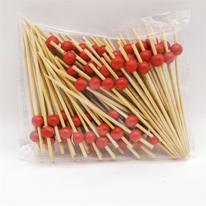 100Pcs/bag Cocktail Forks Disposable Heart Round Star Shaped Fruits Bamboo Toothpicks for Drink Dessert Food Appetizers Wedding Party Decoration