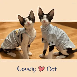 Cat Costumes Sphynx Clothes Thicken Kittens Jumpsuit For Sphinx Cats Striped Hoodies Warm Costume DevonRex Shirt Spring Autumn Winter