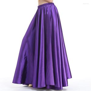 Scenkläder 16 färger professionella kvinnor magdanskläder full cirkel kjolar flamenco plus satin danskjol