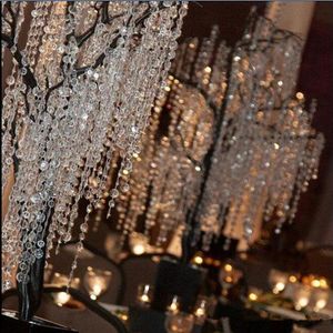 30M 99FT roll Party Decor 14mm acrylic Octagonal beaded clear crystal garland strands for wedding decoration chandelier delivery240i