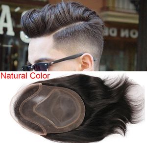 2020 Mens Toupee Hair PU with French Lace Wigs For Men European Remy Human Hair Replacement Systems Hairpiece 10x8inch8764652