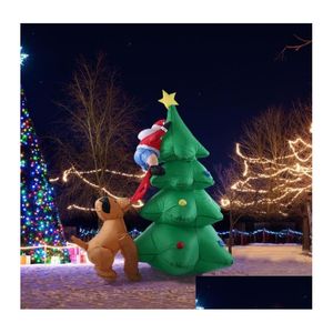 クリスマスの装飾は、面白いサンタクロースドッグスターパーティーホリデーで屋内の屋外GLDHT7Aを添えた軽いインフレータブルクリスマスツリーを導いた