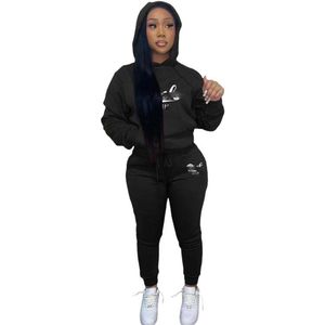 Mode Frauen Trainingsanzüge Outfits Langarm Hoodies Sweatshirt Und Jogginghose Casual Sport 2 Stück Set Dame Laufende Sweatsuits