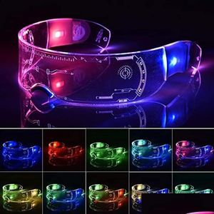 Favor de festas LED ￳culos luminosos El Plashing Neon Bar Light Up Rave Costume Party Decor DJ Glasses Sun Glasses Gre presentes de Halloween Drop DH0A8