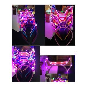 Other Festive Party Supplies Led Light Up Cat Rabbit Mice Ear Horn Crown Headband Adt Kids Party Glowing Flashing Hairband Hoop Pr Dhz1U