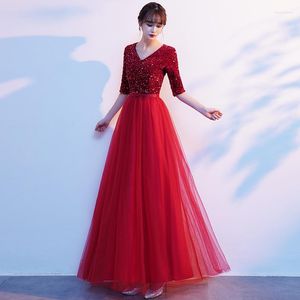 Stage Wear Red Elegant Slim Fit Party Long Dress Women Off Shoulder High Split Formal Wedding Maxi Ladies Clubwear Evening Grown Prom