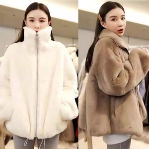 Pelliccia da donna 2022 Moda Autunno Inverno Cappotto Abbigliamento donna Imitazione Colletto alla coreana Tendenza Maglione Casual Giacca allentata femminile