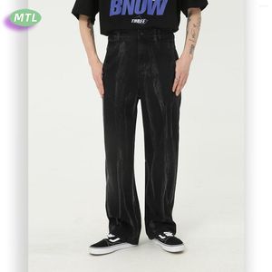 Mäns jeans Autumn Men Black Baggy Vintage Washed-Out Gradient Tie-Dye Loose Straight Male Japanese Style Y2G Denims byxor