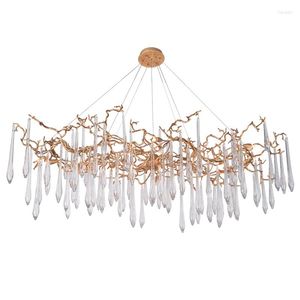Chandeliers Brass Tree Branches Luxury Crystal Light Decor Modern Gold Vintage Silver Ceiling Lamp Hanging Lighting