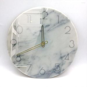 Relógios de parede relógio branco relógio de mármore nórdico acrílico quartzo sala de estar cozinha horloge Murale decoração eh60wc