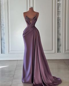 Eleganti abiti da sera sexy da donna senza maniche senza spalline in raso senza schienale lunghezza del pavimento con perline scollo a V paillettes appliques abito da ballo abiti formali taglie forti su misura