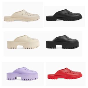 Platform Perforated Slide Sandals Beach Pool Flats Shoes Slippers Wedge Rubber With Cut-Out Summer Black White Men Women
