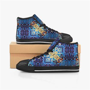 Herranpassade skor designer canvas kvinnor sneakers handm￥lade multi mode mid tr￤nare