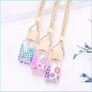 Essential Oils Diffusers Polymer Clay Essential Oil Bottle Car Per Home Hanging Rope Empty With Wooden Lid Drop Delivery 2021 Garden Dht1D