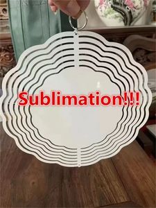 10 Zoll leere Sublimation Wind Spinner Dekorationen Metall Malerei Ornament doppelseitig sublimierte Rohlinge DIY Weihnachtsfeier Geschenke ss1117