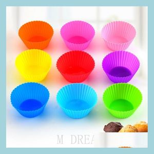 Baking Moulds Sile Muffin Cup Mini Cake Cupcake Cakes Mod Case Bakeware Maker Mold Tray Baking Tool Drop Delivery Home Garden Kitche Dhby1