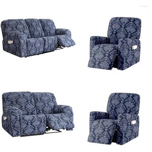 Sandalye kapakları 12 3 Seater Recliner Sofa Kapak Elastik Salon Koltuk Jacquard Masaj Slipcover Streç spandeks güverte