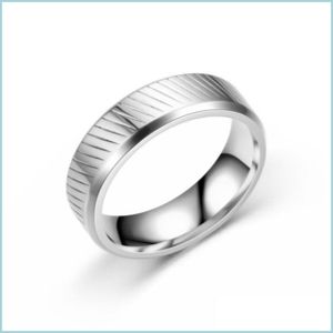 Bandringar rostfritt st￥l ringar linje kornband ring f￶r kvinnor m￤n par fin mode smycken g￥va sl￤pp leverans dhhmx