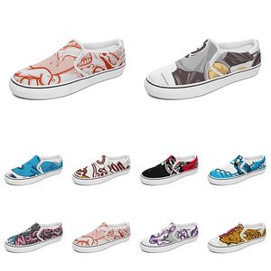 men women custom slip on canvas shoes anime cartoon animal design diy word black white blue red outdoor mens trainer 087