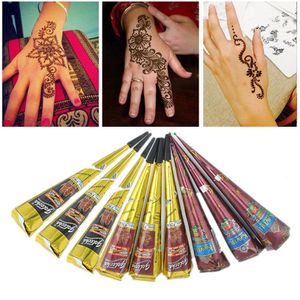 Tijdelijke tatoeages hele tattoo kit henna geschilderde crème natuurlijke kegels body art verf mehandi inkt voor bruiloft kleuren219i