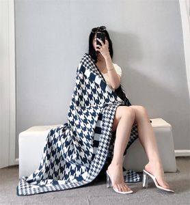 Cobertores de caxemira capa de sofá para escritório cobertor leve moda xadrez impressão