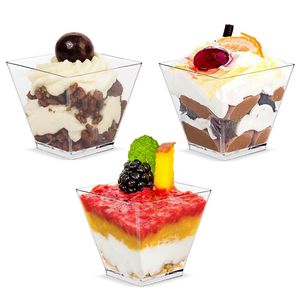 50 -stcs Wegwerp Plastic Dessert Cups Portie Transparante dessert Ice Cream Cup Home Kerstfeest Bar Leveld 0 3JR D3