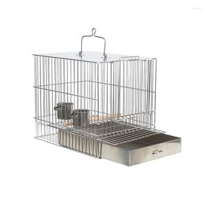 Bird Cages Stainless Steel Cage Small Parrot Bathroom Breeding Houses Outdoor Travel Jaula Grande Feeding Supplies BS50BC