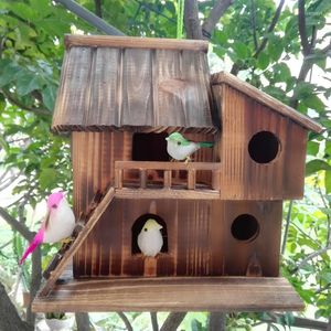 Kuş Kafesleri Stand Süsleme Kafesi Besleyici Ahşap Dış Mekan Kanarya Büyük Ev Nest Parrot Nidos Para Pajaros Aksesuarları DL6NL