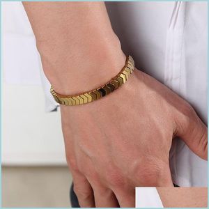Beaded Gold Hematite Beaded Strands Bracelets Arrow Charm Bracelet Bangle Cuff For Women Fashion Jewelry Drop Delivery Dhulj