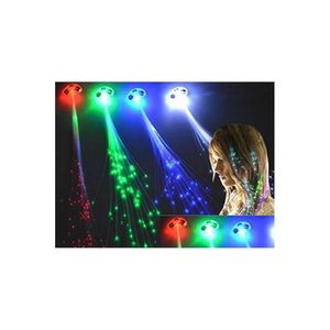 Inne imprezy imprezowe zapasy LED Color Flash Braid Light Up Fibre Braids Hair Extension Disco Night Club Concert Party Rock Dhea0