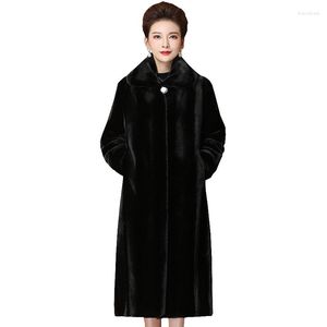 Pelliccia da donna neve russa spessa imitazione super calda cappotti di visone da donna cappotto inverno elegante sciolto plus size 5xl lady over -coat g075