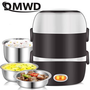 Elektriska uppvärmda lunchlådor Mini Electric Rice Cooker Rostfritt stål 23 lager matbehållare Ångare Portabel måltidsvärmevärmare Värmare Bento 221117