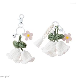 Keychains Manual Wool virkad blåklockblomma Lily of the Orchid Pendant Car Key Accessories Chain for Women