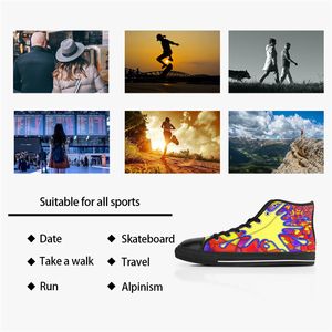 Gai Diy Custom Buty Men Classic Canvas High Cut Squate Board Casual UV Printing Purple Women Sports Sneakers Waterproof Fashion Outdoors Zaakceptuj dostosowywanie