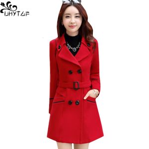 Women's Wool Blends UHYTGF Korean Winter Woman Coat Plus size en Long Female Autumn Fashion Double-Breasted Jacket 272 221117