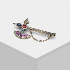 Brooches Amorita Boutique Europe Cute Chian Zircon Axe Brooch Accessories Women's Jewelry For Girl