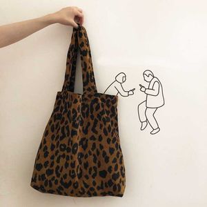 HBP Totes Evening Bags Ins Spring Summer Leopard Chic Style Korean Light Core Suede One Shoulder Canvas Bag Modern Shopping Bag Women 221116