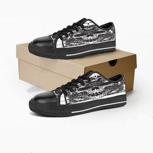 Мужчины женщины DIY Custom Shoes Low Top Canvas Skateboard Тройные черные настройки УФ-печати спортивные кроссовки Wangji 158-15