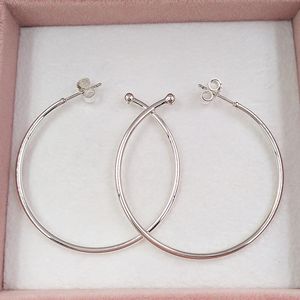 100 ٪ 925 Sterling Silver Pandora Essence Hoops من براعة - أقراط مسمار كبيرة مع CZ واضحة تناسب أوروبا 297694 Annajewel