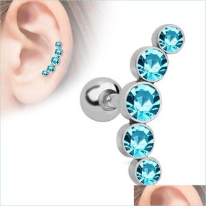 Stud Stainless Steel Diamond Stud Earrings Allergy Pierced Body Jewelry For Women Fashion Gift Drop Delivery Dhpdh