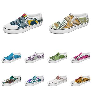 men women custom slip on canvas shoes anime cartoon animal design diy word black white blue red outdoor mens trainer 116