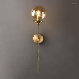 Duvar lambaları E14 Modern Nordic LED Cam Ball Altın Sconce Kapalı Yatak Odası Bdside Koridor Minimalist Aydınlatma Armatürleri Dekorasyon