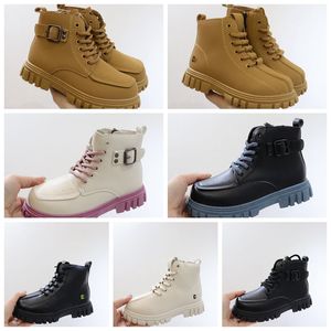 Luxury Kid Designer Matin Boots Sapatos Baby Inverno A quente criança meninos tornozelo zip de couro de couro sólido sapato de pelúcia macia confortável mantém aniversário presente de natal bota 27-38