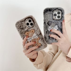 3D Cartoon Cute Pearl Bear Plush Case na iPhone Pro Max Pro Mobile Back Cover pro pro Pink Case Furry