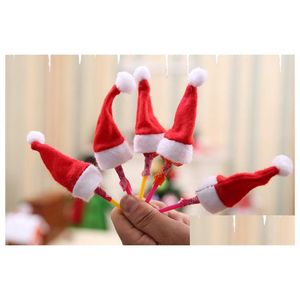 Party -Dekoration Mini Santa Claus H￼te f￼r Lollipop Weihnachtsfeiern Holiday Lollypop Top toper Weinflasche Puppendekoration Cap Tabelle DHT6R