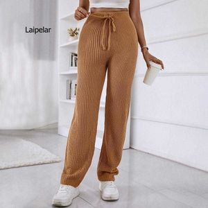 Women's Pants Capris Aesthetic Ribbed Knitted Flare Pants Women Slim High Waist Long Trousers Laides Solid Sweatpants 90s Female Vintage Pants T221024