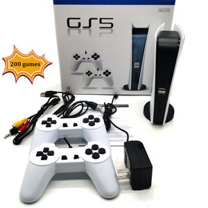 GS5 Retro-Videospielkonsole Nostalgischer Host 5 USB-Kabelspielstation kann 200 klassische 8-Bit-Handheld-Spielespieler mit 2 Gamepads P5 G155 für Kinder speichern