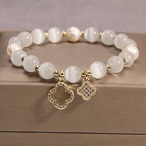 Charm Bracelets New Arrival Digner Jewelry Four Leaf Clover Healing Natural Stone Opal Bead Bracelet For Women