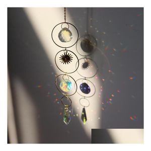 Garden Decorations Sun Catchers Hanging Crystal Ball Beaded Ornament Garden Decorations Window Patio Lawn Moon Star Pendant Glass Pr Dhico