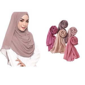 Muslim Head Scarf Solid Color Chiffon Scarfs Stylish Soft Lightweight Scarf Shawl Hijab Long Scarf Wrap Scarves for Women